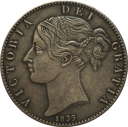 UK 1839 1 Crown - Victoria 1st portrait copy coins