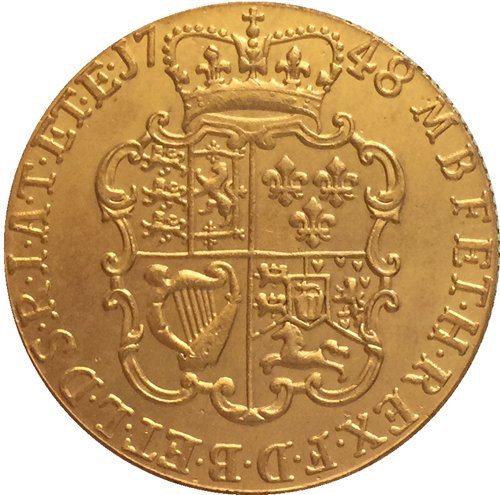 24 - K gold plated 1748 United Kingdom 1 Guinea- George II coins copy