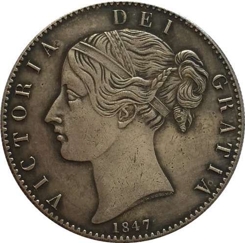 UK 1847 1 Crown - Victoria 1st portrait copy coins
