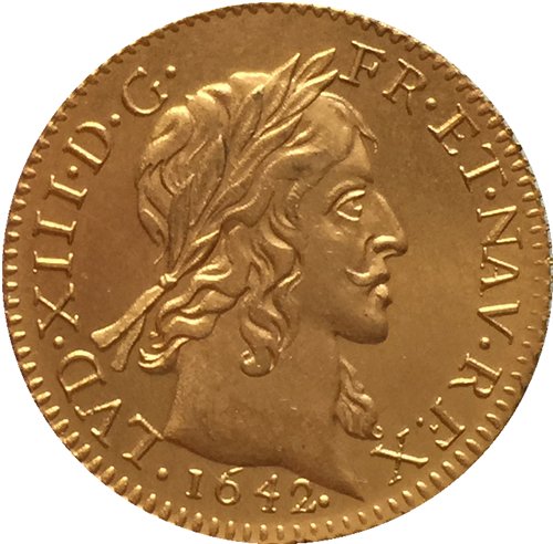 24 - K gold plated 1642 France Louis XIII coins copy
