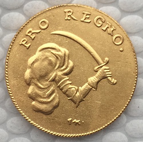 24 K gold plated Poland 1697 COIN COPY 21.9mm