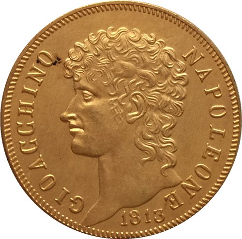 24 - K gold plated 1813 Italian states 40 Lire - Joachim Murat coins copy