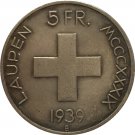 Switzerland 1939 5 Franken Battle of Laupen copy coins