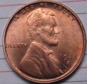 1944-D OVER S Lincoln Penny Coins Copy 95% coper