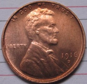1916-D Lincoln Penny Coins Copy 95% coper