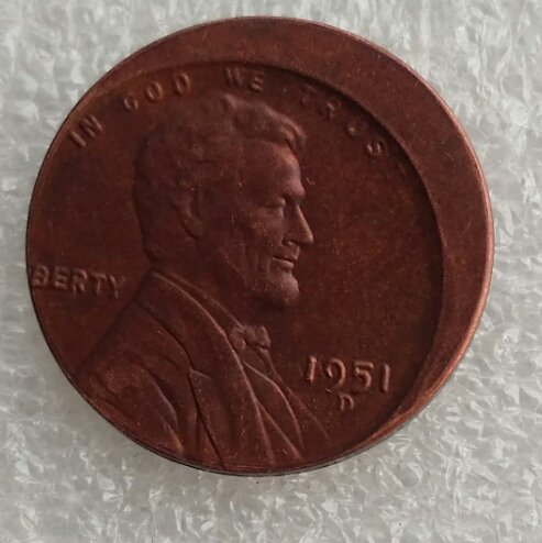 Lincoln Cent 1951D Error with An Off Center Error Rare Copy Coins