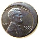 Lincoln One Cent 1955 Double Die Error with An Off Center Error Rare Copy Coins