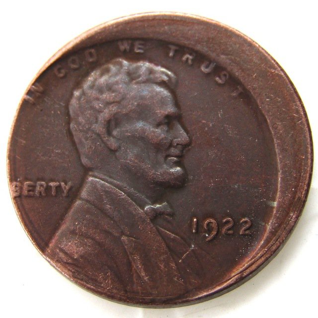 Lincoln One Cent 1922 Error with An Off Center Error Rare Copy Coins