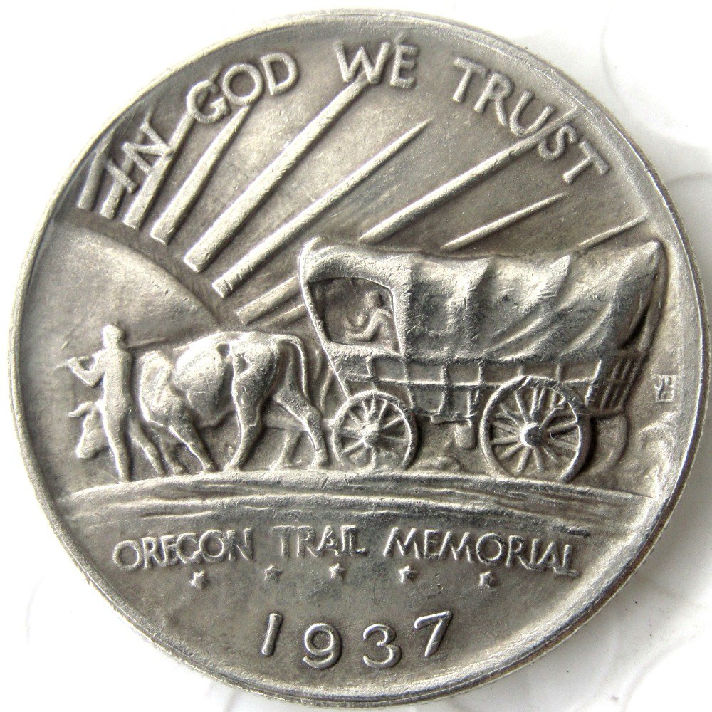 1937D OREGON TRAIL COMMEMORATIVE HALF DOLLARS COPY COIN