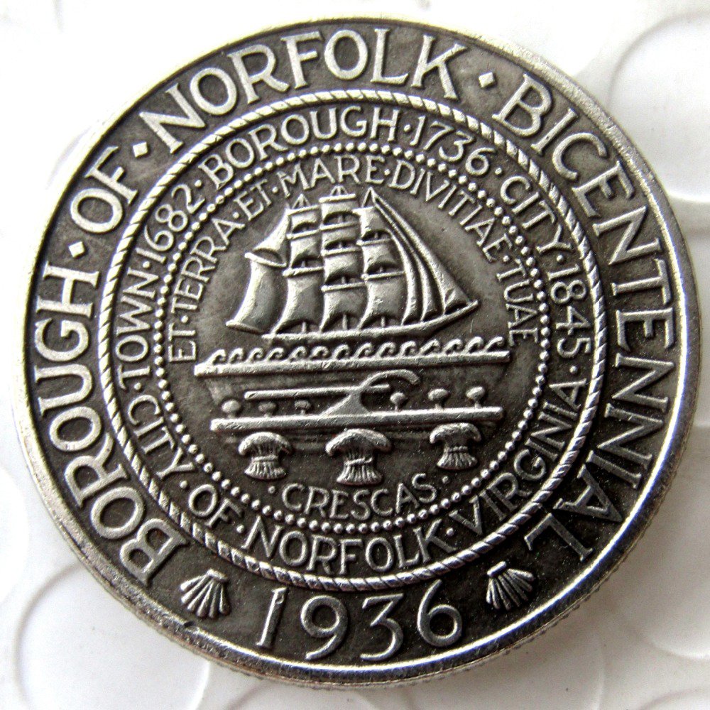 US 1936 Norfolk Commemorative Half Dollar Copy Coin
