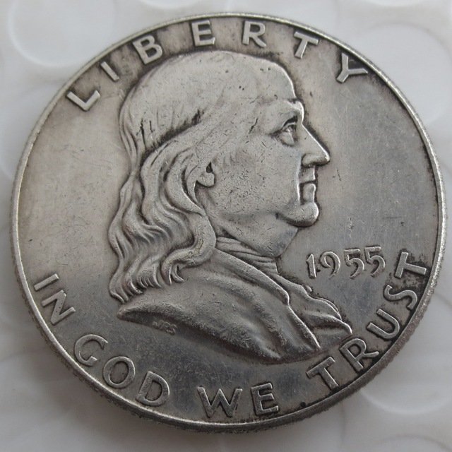 1955 Franklin Silver Plated Half Dollar copy coins