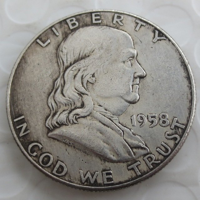 1958 Franklin Silver Plated Half Dollar Coins Copy