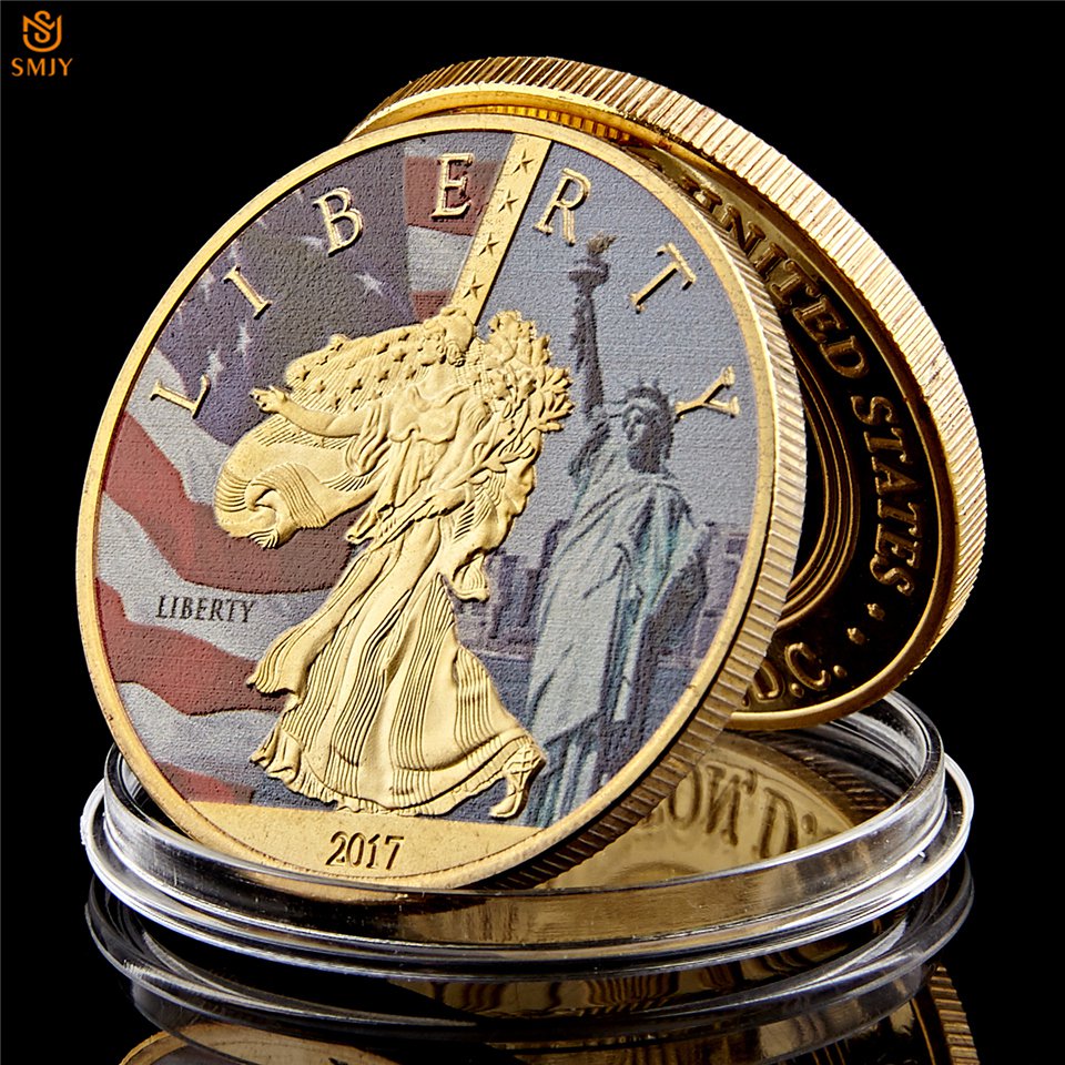 Statue Of Liberty Bronze Statue National Monument World Cultural Gold Copy Coin For Collection