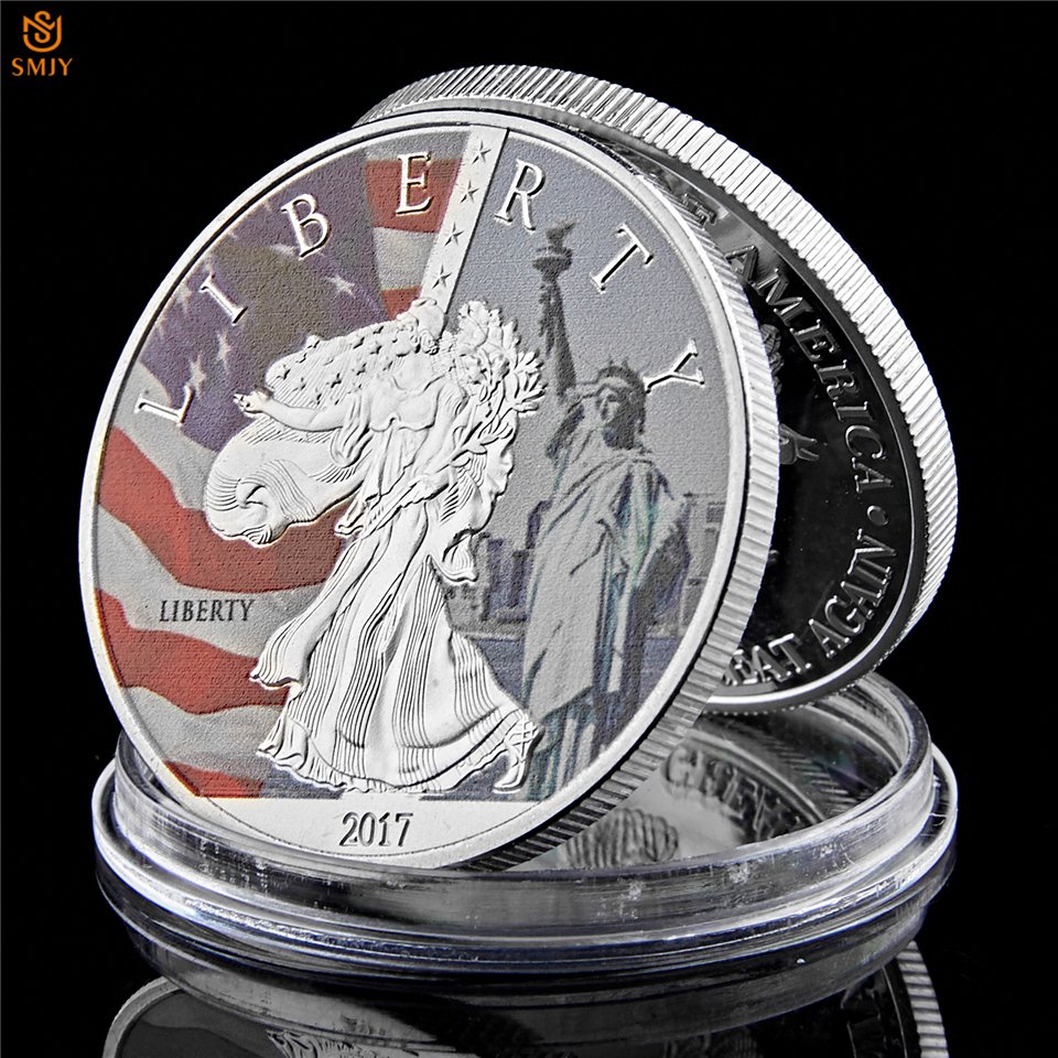 USA Statue Of Liberty Silver Plated Commemorative Copy Coin For Collection