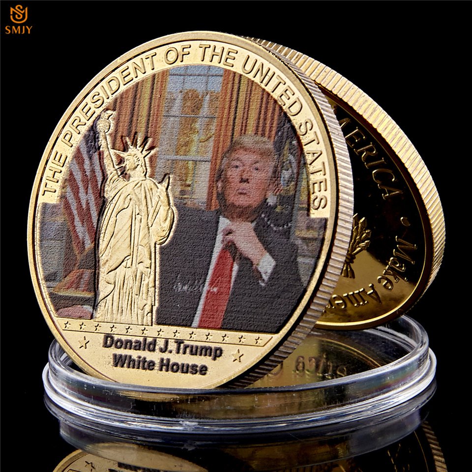 US President's Coin 24k Gold Plated Donald Trump World Celebrity Copy Coin For Collection