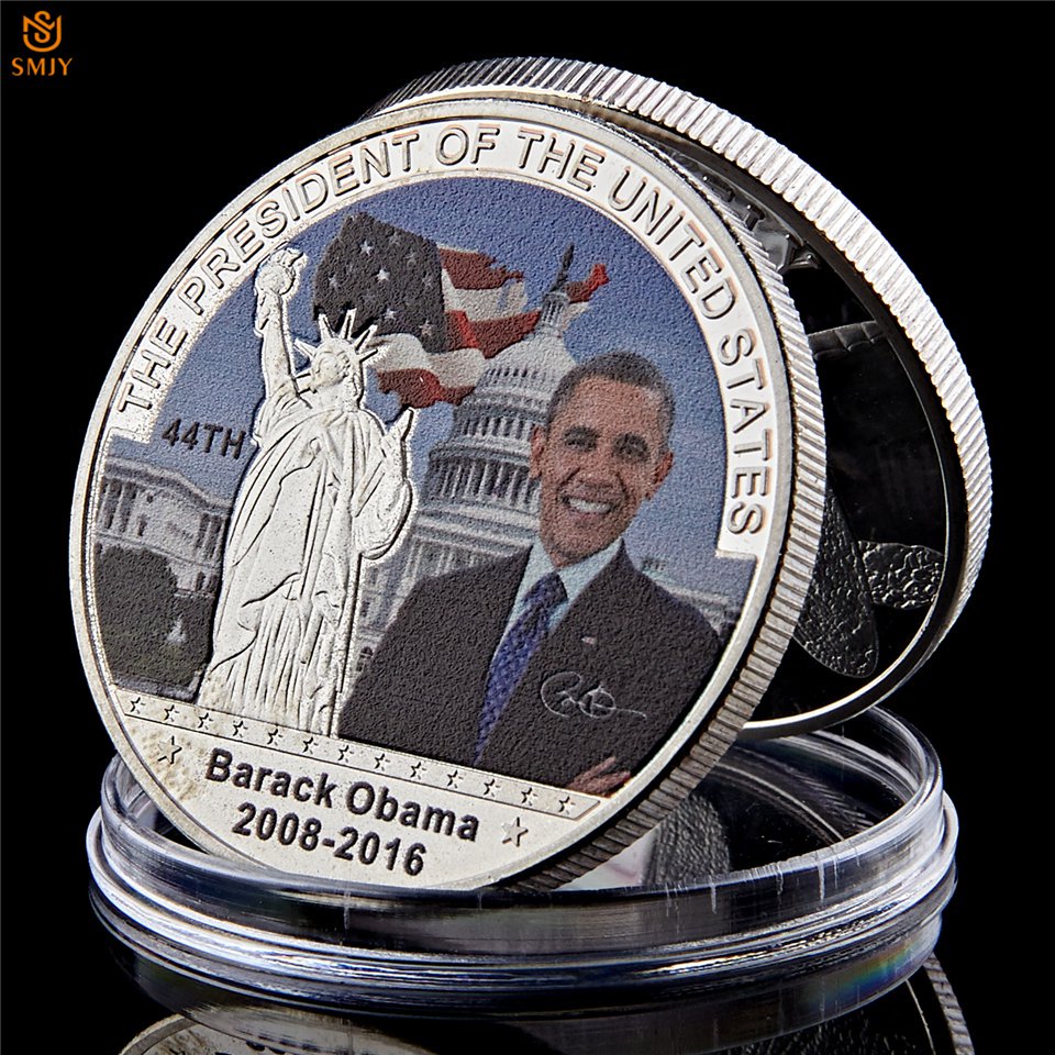 American President Obama Silver Plated World Great People Copy Coin For Collection