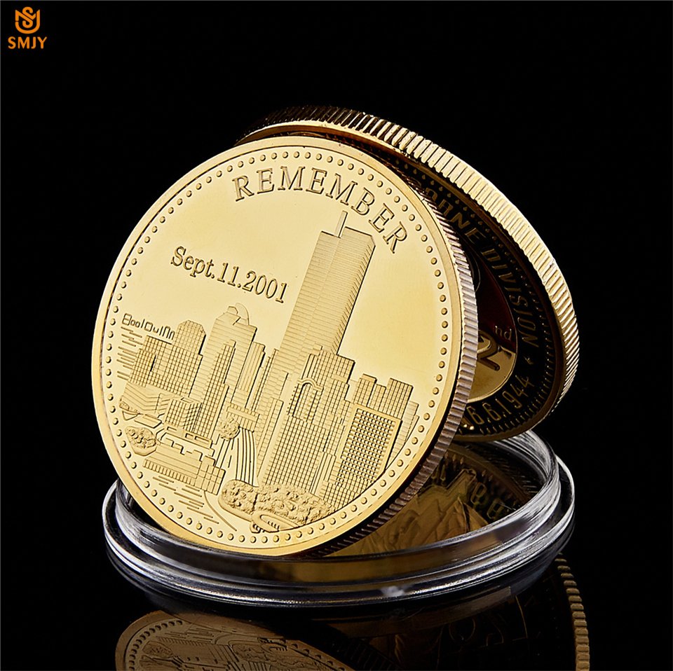 2001.9.11 World Trade Center Building Terrorist Attack History Review Gold Copy Coin For Collection
