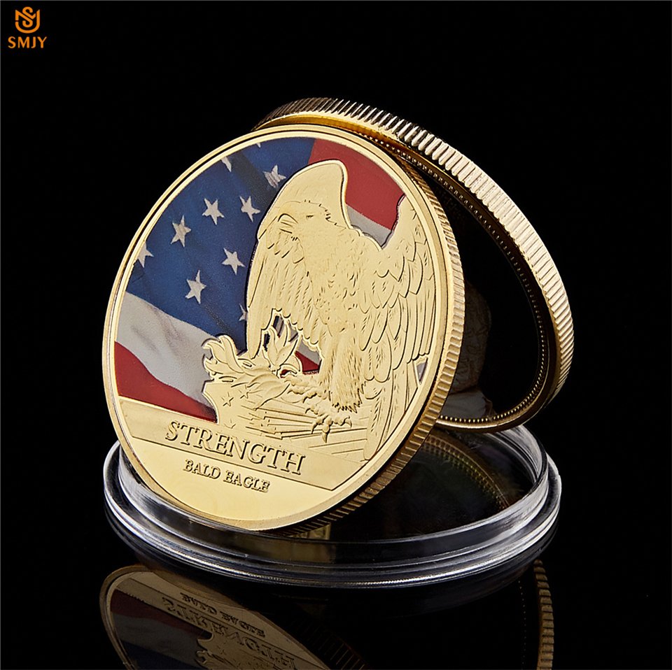 USA Statue of Liberty American Strength Bald Eagle Gold Plated Challenge Copy Coin For Collection