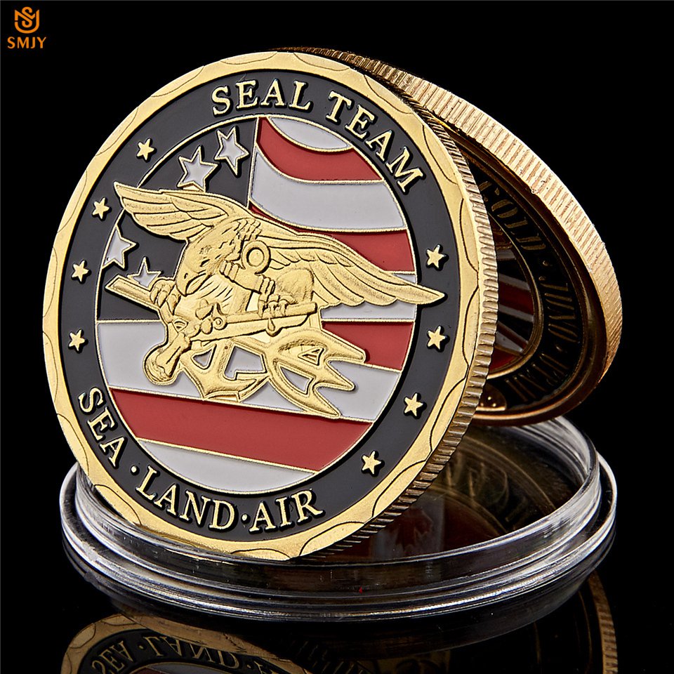 US Sea Land Air Seals Team in 24k Gold Plated USA Department Of The Navy Copy Coin For Collection
