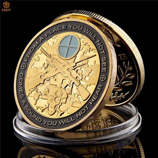 American Armed Sniper Army Die Tired USA Gold Plated Military Challenge Copy Coin For Collection
