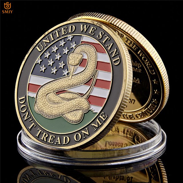 1776 USA Declaration of Independence Liberty Bell Snake Pattern Bronze Copy Coin For Collection