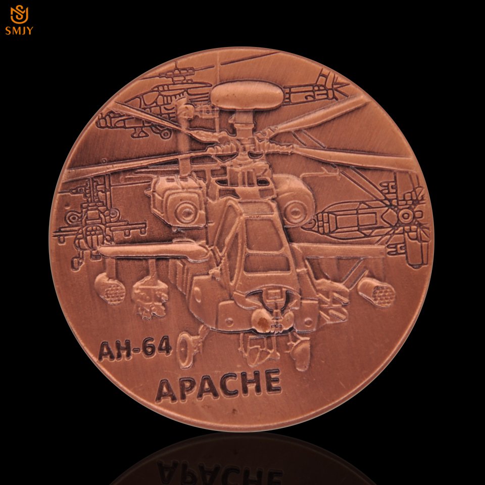 US Army Aviation Main Fighter AH-64 APACHE Military Helicopter Copper Copy Coin For Collection
