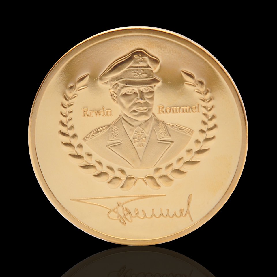 1891-1944 WW II German Desert Eagle Rommel Deutsche Wehrmacht Gold Plated Copy Coin For Collection