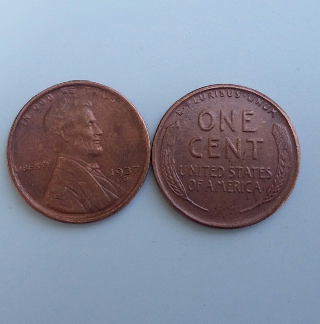 1 Pcs 1937d LINCOLN ONE CENTS COPY Coin
