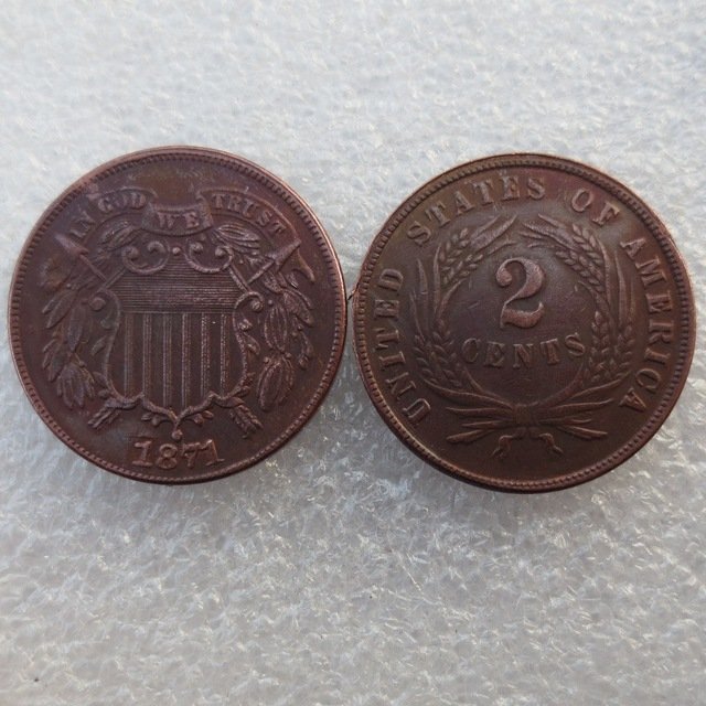 1 Pcs United States 1871 Two Cents Copper Manufacturing Copy Coins