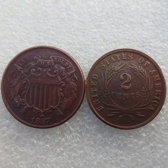 1 Pcs United States 1867 Two Cents Copper Manufacturing Copy Coins