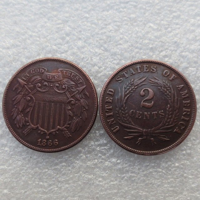 1 Pcs United States 1866 Two Cents Copper Manufacturing Copy Coins