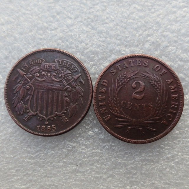 1 Pcs United States 1865 Two Cents Copper Manufacturing Copy Coins