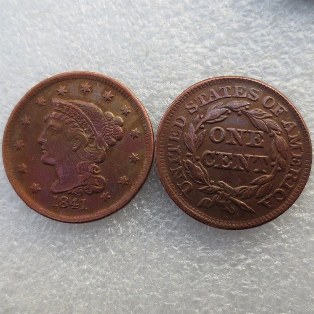1 Pcs 1841 Braided Hair Large One Cent 100% Copper Manufacturing Old Copy Coins