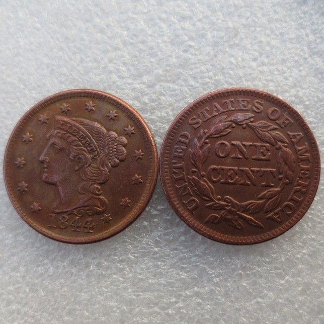 1 Pcs 1844 Braided Hair Large One Cent 100% Copper Manufacturing Old Copy Coins