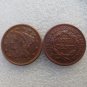 1 Pcs 1844 Braided Hair Large One Cent 100% Copper Manufacturing Old Copy Coins