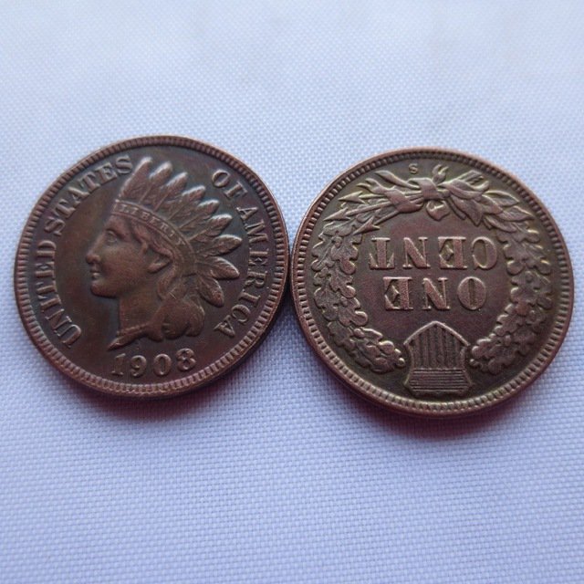 1 Pcs 1908S ONE CENT - INDIAN HEAD CENTS copy coin