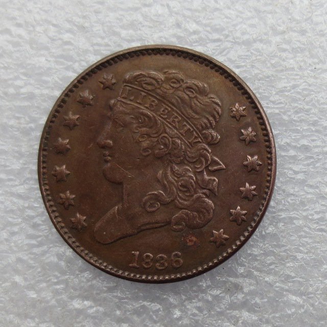 1 Pcs 1836 CLASSIC HEAD HALF CENTS Copper Copy Coin