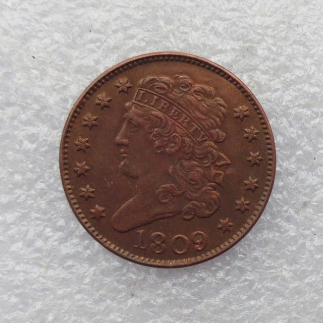1 Pcs 1809 CLASSIC HEAD HALF CENTS Copper Manufacture copy coins