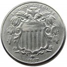 1 Pcs 1867 Shield Five Cents 75% Copper+25% Nickel Copy Coins