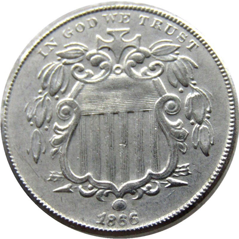 1 Pcs 1866 Shield Five Cents 75% Copper+25% Nickel Copy Coins
