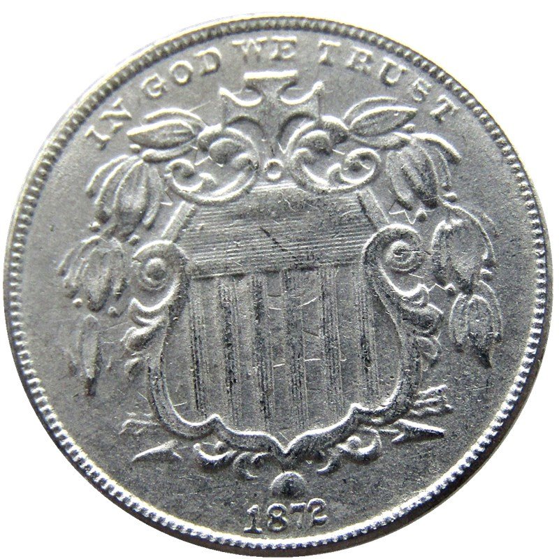 1 Pcs 1872 Shield Five Cents 75% Copper+25% Nickel Copy Coins