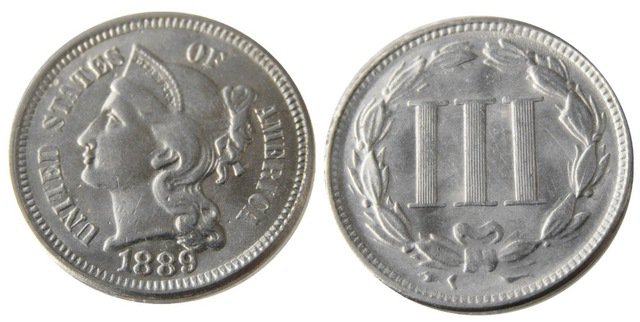 1 Pcs United States 1889 Three Cent Nickel Copy Coins