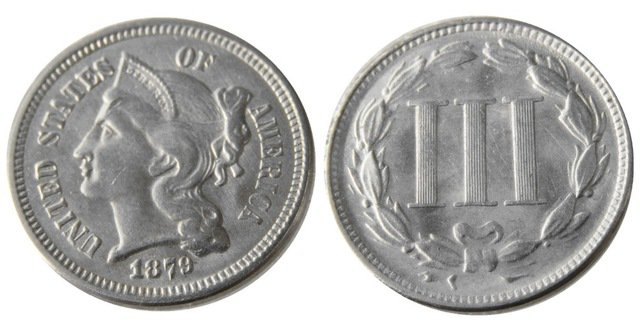 1 Pcs United States 1879 Three Cents Nickel Copy Coins