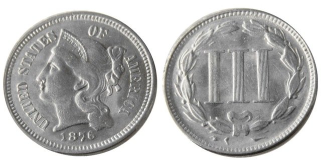 1 Pcs United States 1876 Three Cents Nickel Copy Coins