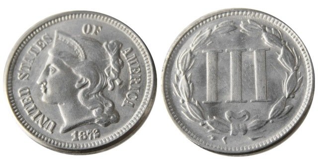 1 Pcs United States 1872 Three Cents Nickel Copy Coins