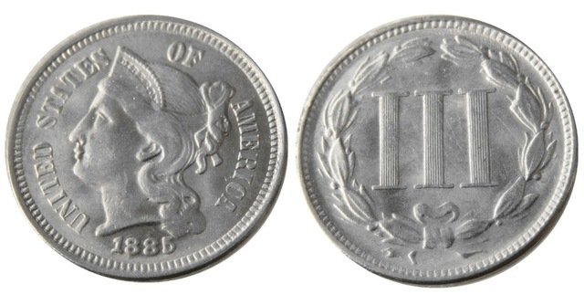 1 Pcs United States 1885 Three Cents Nickel Copy Coins