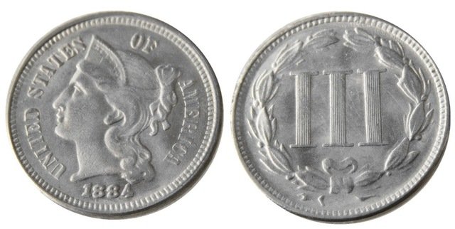 1 Pcs United States 1884 Three Cents Nickel Copy Coins