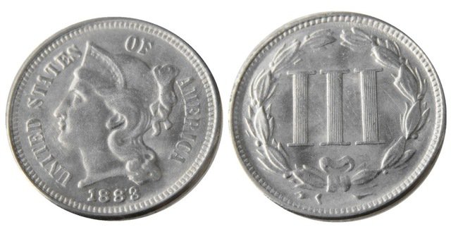 1 Pcs United States 1883 Three Cents Nickel Copy Coins