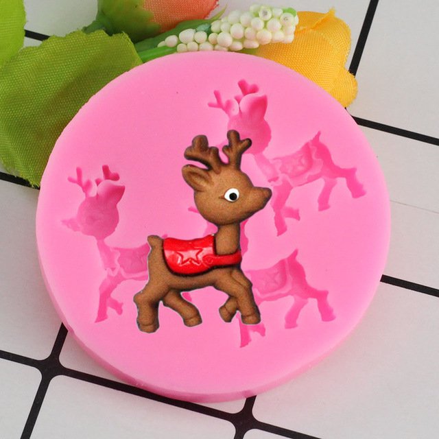 1 Pcs Deer Silicone Mold Christmas Cupcake Fondant Molds Cake Decorating Tools Mold