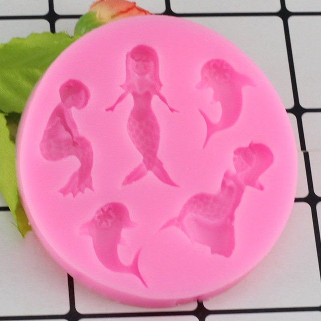 1 Pcs Dolphin Mermaid Silicone Mold Jelly Chocolate Candy Fimo Clay Molds Cupcake Fondant Moulds